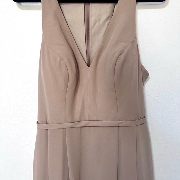 NEW Azazie Mimi Taupe  Maxi Dress with V-neck Sleeveless A10 - Picture 12 of 12